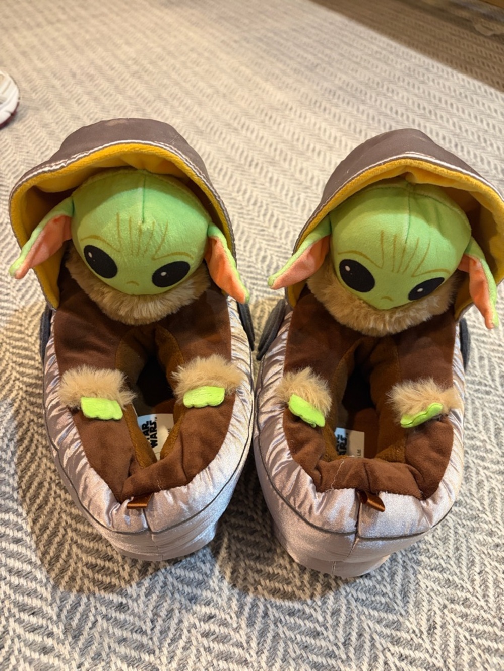 GAP Kids Green and Brown Baby Yoda Plush Slippers